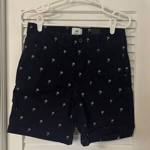 H&M Navy Blue Shorts with White Palm Tree Pattern